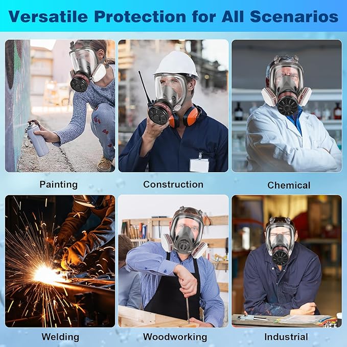 Respirator Mask with Filters - Reusable Gas Mask Against Organic Vapor Chemicals Spray Paint