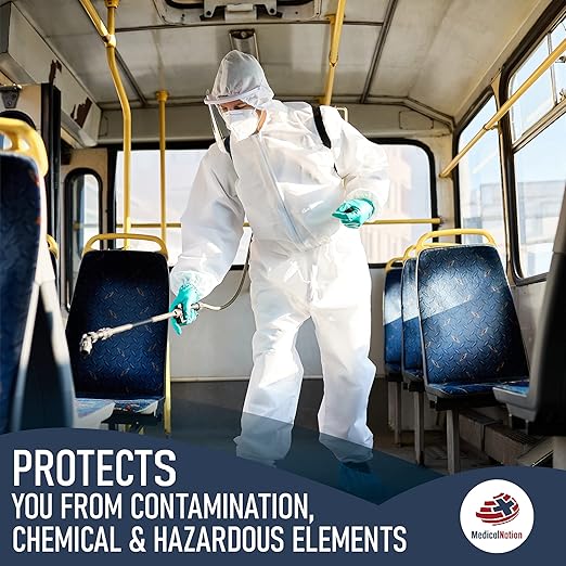 Hazmat Suits Disposable | 1 Pack, 6X-Large | Protective Coveralls with Attached Hood and Boots | Heavy Duty Full Body Painters Suit for Adults - Breathable & Water Resistant | 6XL