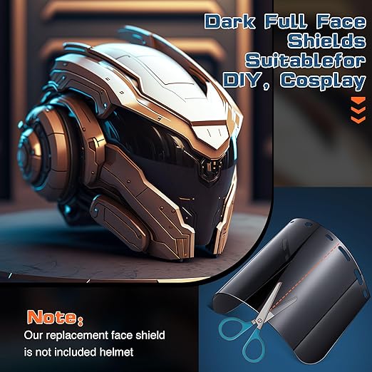 Saillong 1 Pcs Face Shield Replacement Lens Compatible with ERB 15151 8150 Tinted Full Face Shields, Grinding Cosplay (Black)
