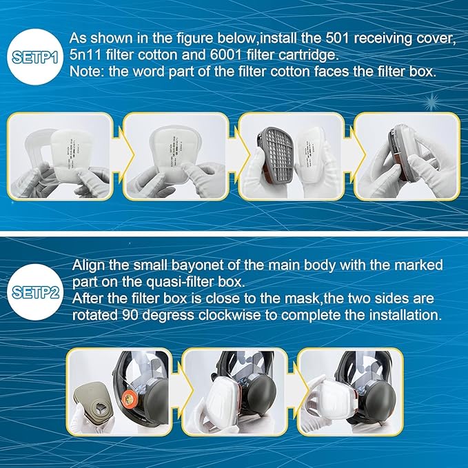 Full Face Respirator Mask, 6800 Reusable Respirator Mask with Filters, Anti-fog, Ideal for Paint, Spray, Dust