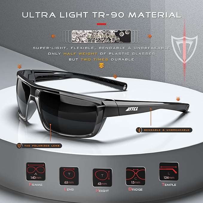 ATTCL Polarized Wrap Fishing Sunglasses Men - Driving Sports Glasses UV Protection