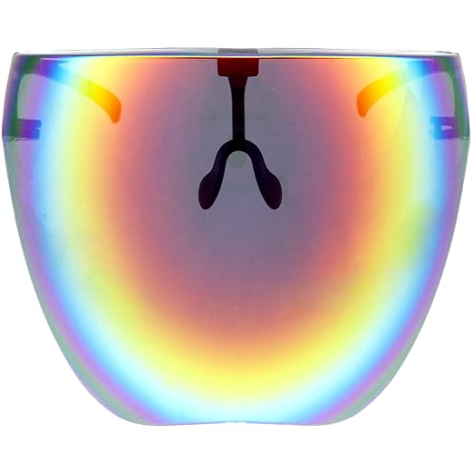 zeroUV - Protective Face Shield Full Cover Visor Glasses/Sunglasses (Anti-Fog/Blue Light Filter) (Red Orange/Mirror)