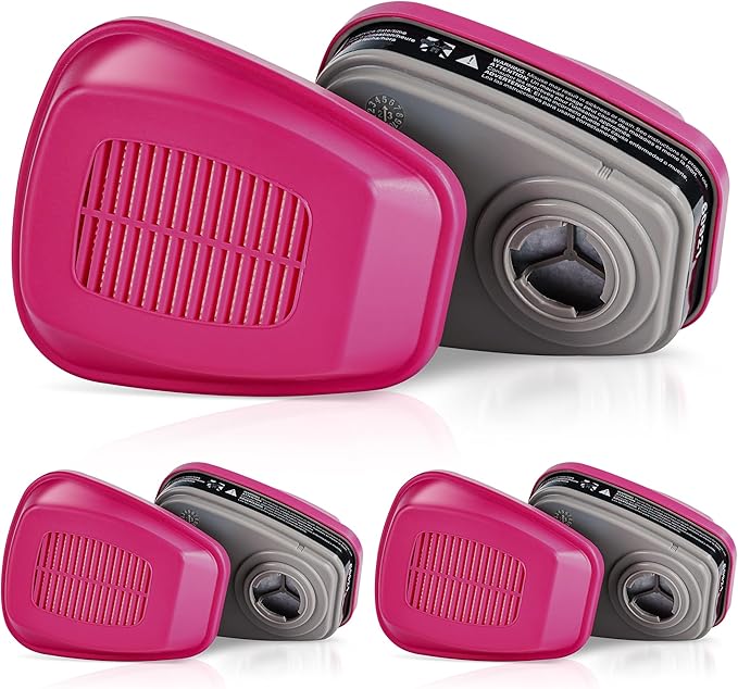60921 Respirator Cartridge, Pink, 3 Pair, Activated Carbon, Cotton
