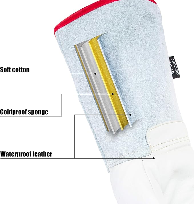 BEETRO -292℉/-180℃ or Above Antifreeze Gloves for Dry Ice Handling Liquid Nitrogen Sponge and Cotton Inner