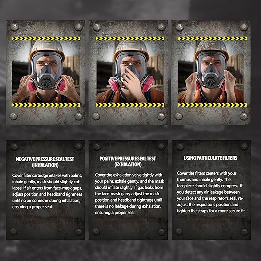 Gas Mask Respirator 2 Pack: Full Face Gas Masks Survival Nuclear and Chemical Reusable Respirator Mask with Filters 60921 & Activated Carbon 40mm Filter for Painting Mold Dust Epoxy Resin Welding