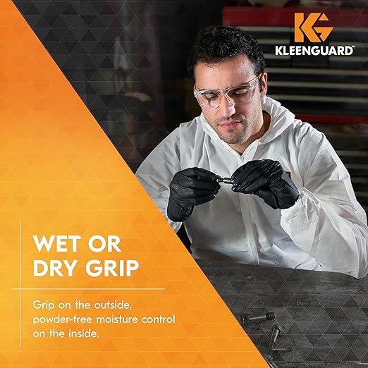Kleenguard™ Kraken Grip Fully Textured Black Nitrile Gloves (49278), Extra-Large (XL), Powder-Free, 6 Mil, Ambidextrous, Thin Mil, 90 Gloves/Box, 10 Boxes/Case