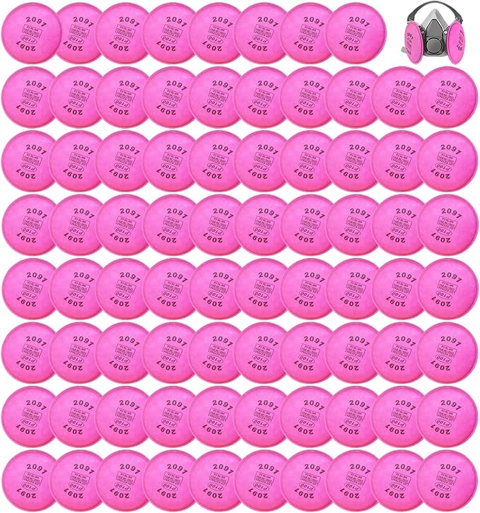 196PCS(98Pack) Particulate Filter 2091 P100 Compatible with 2091, Installed on P100 Filter Retainer Replacement for 6000 6200 6800 7000 FF-4 for Against Dust Painting Woodworking,Pink