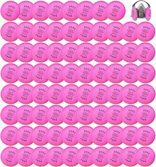 196PCS(98Pack) Particulate Filter 2091 P100 Compatible with 2091, Installed on P100 Filter Retainer Replacement for 6000 6200 6800 7000 FF-4 for Against Dust Painting Woodworking,Pink