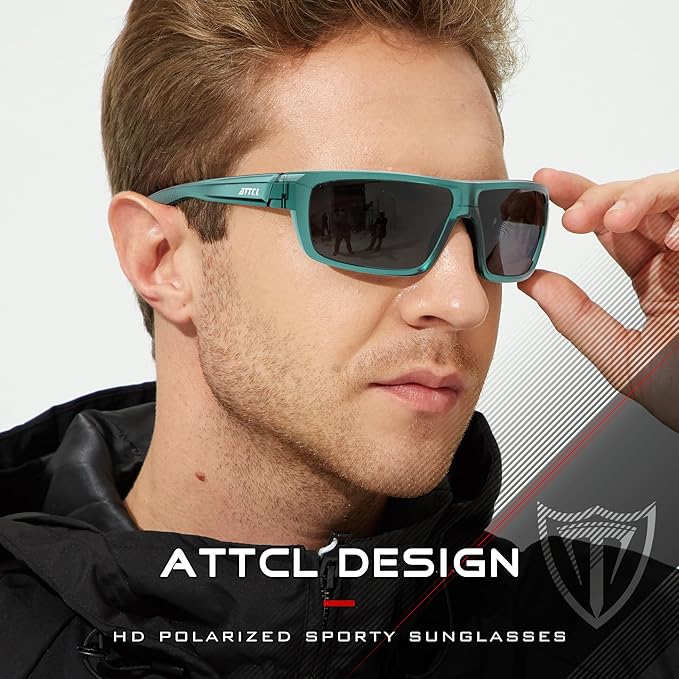 ATTCL Polarized Wrap Fishing Sunglasses Men - Driving Sports Glasses UV Protection