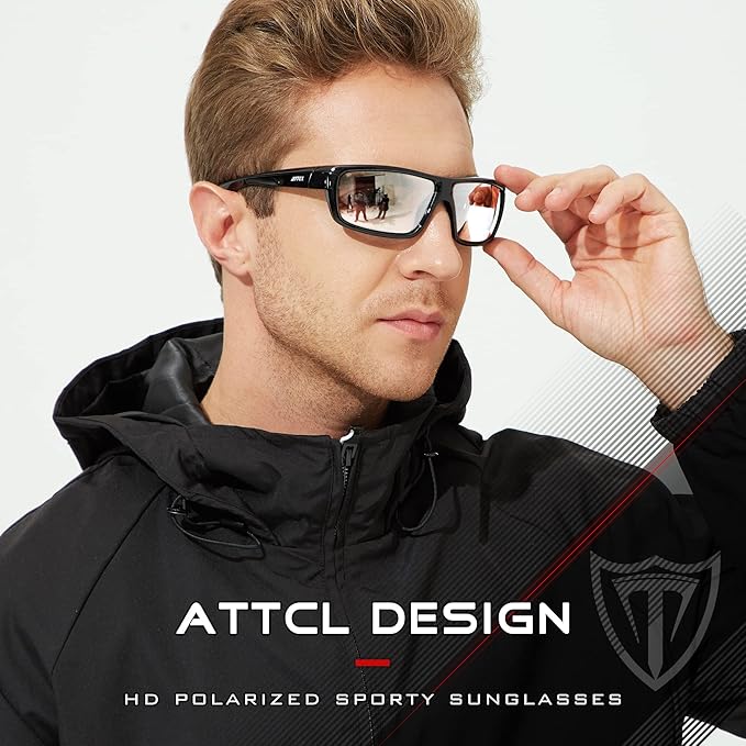 ATTCL Polarized Wrap Fishing Sunglasses Men - Driving Sports Glasses UV Protection
