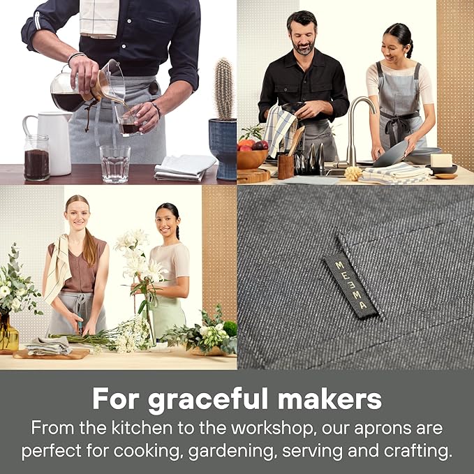 MEEMA Bistro Half Apron for Men & Women | Half Aprons for Women With Pockets | Delantales Para Meseros | Waitress Aprons | Server Apron with Pocket