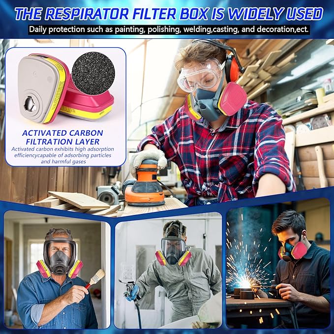 10 Pairs 60923 Respirator Cartridges, 60923 Respirator Filters, Gas Mask Filter, Particulate Filter Fit for 6000, 7000 Series Respirators, Against Acid Gases, Particulates, Dust