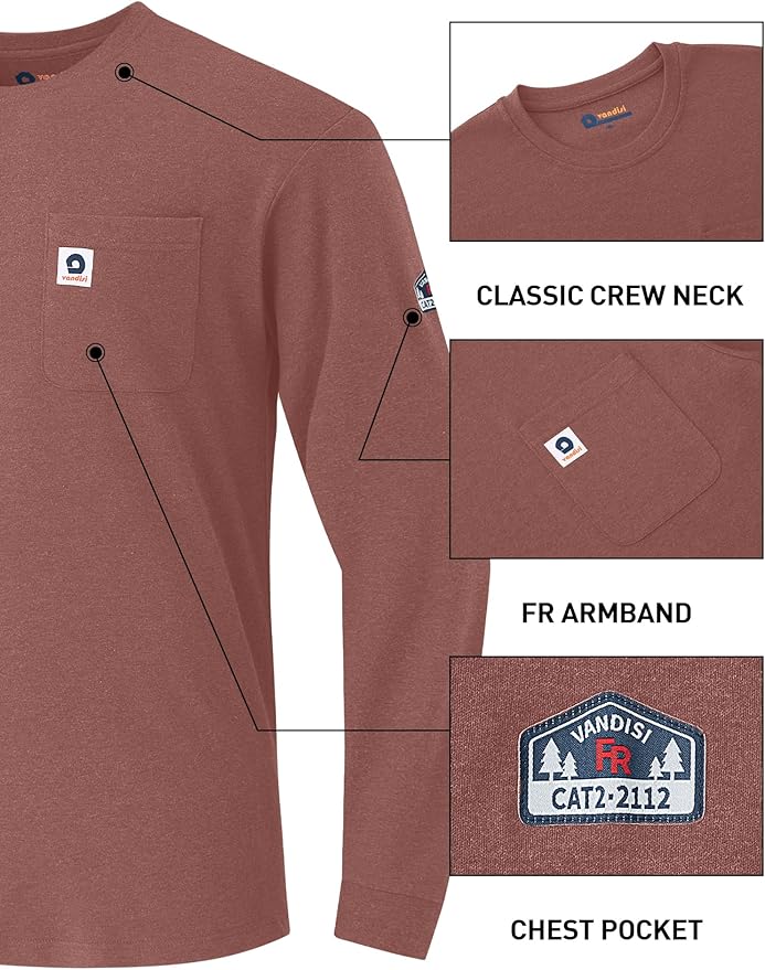 FR Shirts for Men 100% Cotton 5.5oz Lightweight NFPA2112/CAT2 Flame Resistant Shirts for Men Long Sleeve