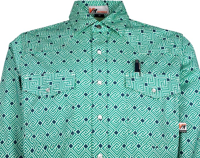 VATRENUS FR Shirts for Summer Pearl Snaps Breathable Vented Mesh Back and Underarm Lightweight Flame Resistant Welding Shirt