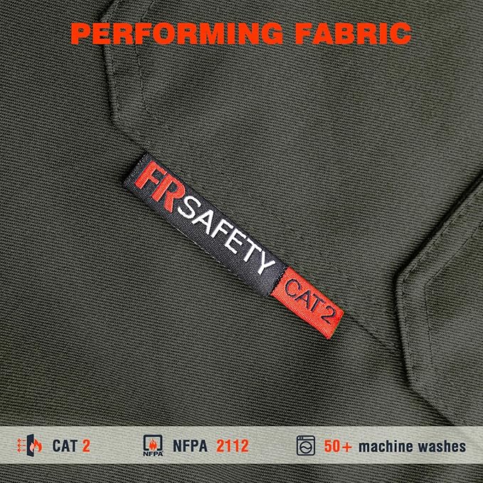 SKSAFETY 7oz FR Shirts for Men, Welding Shirt Hi Vis Flame Resistant 100% Cotton Fire Retardant Longsleeve Shirt CAT2/NFPA