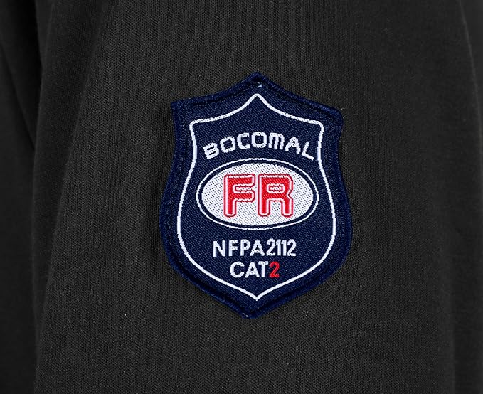 BOCOMAL FR Shirts Henley 7oz Midweight Fire Resistant Clothing NFPA2112 CAT2 Men's Flame Retardant Work Shirt
