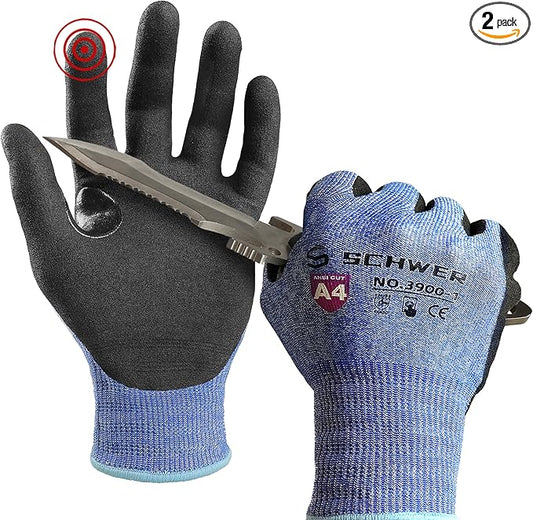 Schwer A4 AIR-SKIN Cut Resistant Work Gloves AR3900 with Extreme Lightweight & Thin, Grip Gloves for Fishing, Refined Work, Mechanic, Gardening, Touch-Screen, Non-PFAS, 3D-Comfort Fit, 2 Pairs, M