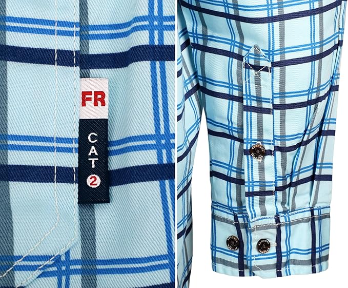 BOCOMAL FR Shirt for Summer Lightweight Vented Mesh Back and Underarm Breathable Flame Resistant Welding Button Down Shirts