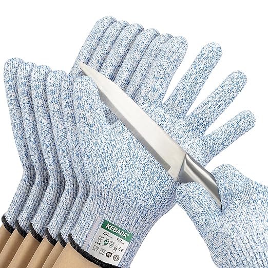 Kebada Cut Resistant Gloves, Food Grade Cut Proof Gloves for Kitchen, ANSI A4 Safety Protection, Ideal for Chef's Work, Large, (3 Pairs)