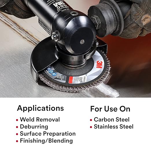 3M Flap Disc 769F, Type 27, 40+, 4-1/2 in x 7/8 in, High Performance Abrasive, Ceramic Precision-Shaped Grain Grinding and Finishing Disc, Carbon Steel, Stainless Steel