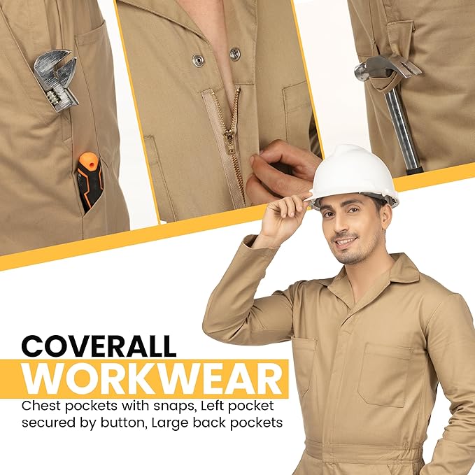 NY Threads Men’s Twill Long Sleeve Coverall Utility Work Wear