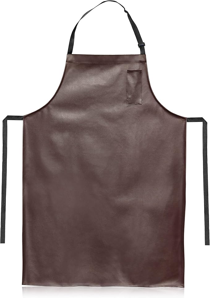 New Star Foodservice Vinyl Bib Apron with Leatherette Finish, Set of 2