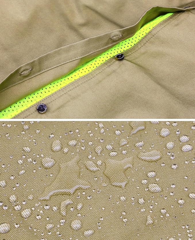 BOCOMAL FR Shirt for Summer Lightweight Vented Mesh Back and Underarm Breathable Flame Resistant Welding Button Down Shirts