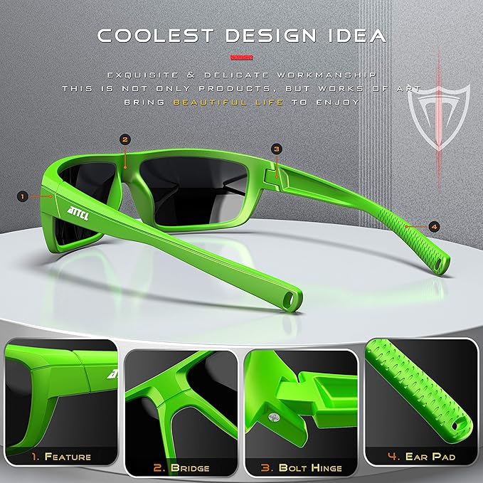 ATTCL Polarized Wrap Fishing Sunglasses Men - Driving Sports Glasses UV Protection