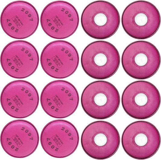 16PCS(8Pack) 2097 Respirator Filters, 2097 Replacement Filters Cotton Installed on 6200, 6800, 6502, 7502 Respirator Body Use for Epoxy Resin, Organic Vapor, Asbestos, Dust, Paint