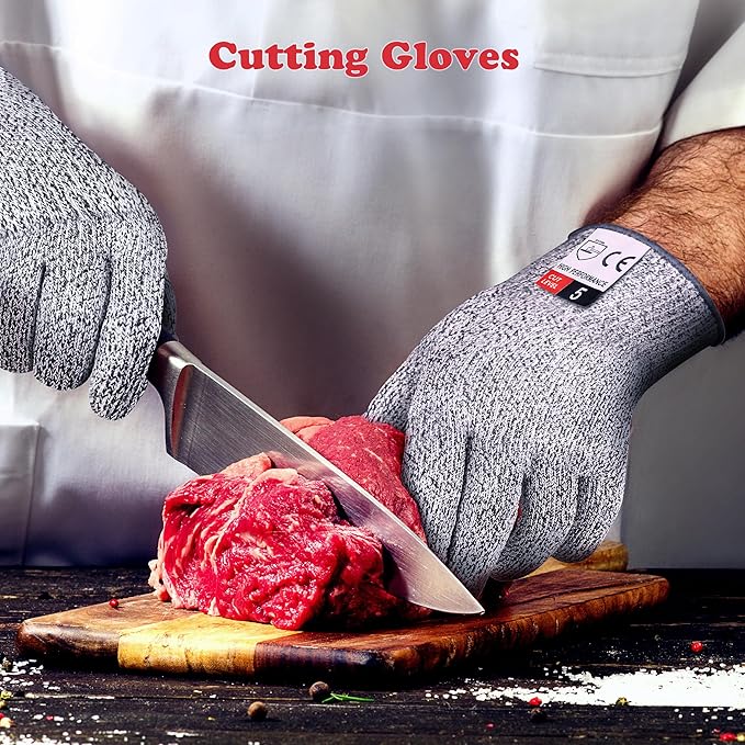 THOMEN 12 Pairs Anti-slip Cut Resistant Work Gloves Level 5 Protection for Metal Fabrication, Wood Work, Construction