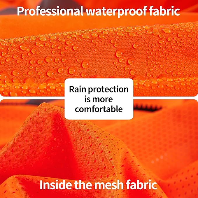 SRsafety High Visibility Rain Gear, Class 3 High Visibility Work Rain Gear for Men, Construction Rain Suits