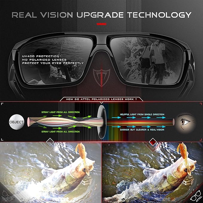 ATTCL Polarized Wrap Fishing Sunglasses Men - Driving Sports Glasses UV Protection