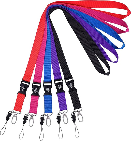 Wisdompro Office Lanyard, 5 Pack 23 inch Quick Release Neck Lanyard Strap with Detachable Buckle, Oval Clasp, String Loop for ID Badges, Keys, Keychains, USB Flash Drives, Phones - 5 Assorted Colors
