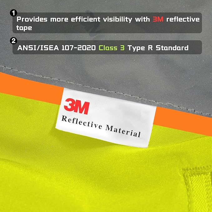 SKSAFETY Heated Safety Bomber Jacket, Class 3 Hi-Vis Waterproof Coat, 3M Reflective Tape, Work Construction Coats