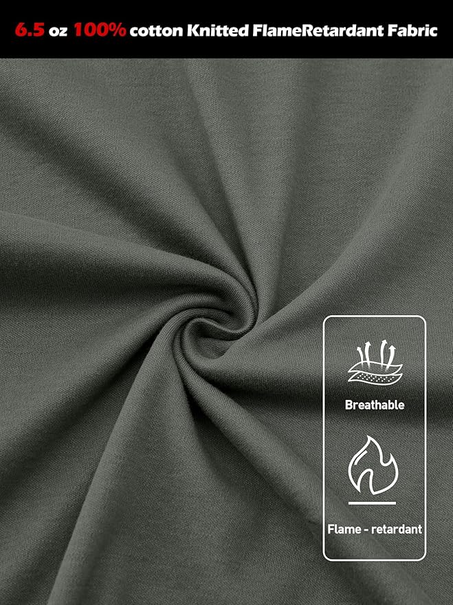 FR Shirts for Men CAT2 Flame Resistant Shirts 6.5oz Light Weight Long Sleeve Fire Retardant Shirts