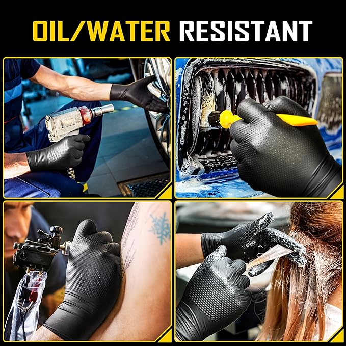 COOLJOB 8 Mil Disposable Nitrile Gloves, Diamond Textured Grip for Cleaning, Dying, Cooking, Waterproof, 100 Count, M-XL