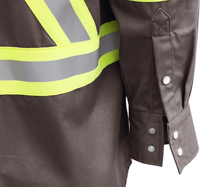 BOCOMAL FR Shirts High Visibility/Hi Vis Flame Resistant/Fire Retardant Shirt 7.5oz Men's Reflective Shirts