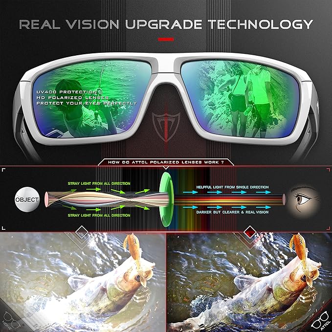 ATTCL Polarized Wrap Fishing Sunglasses Men - Driving Sports Glasses UV Protection