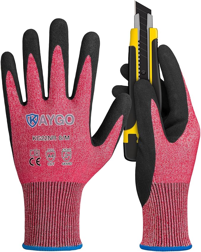 KAYGO Cut Resistant Gloves Micro Finishing Nitrile Coated,ANSI Cut Level A4,KG22NB