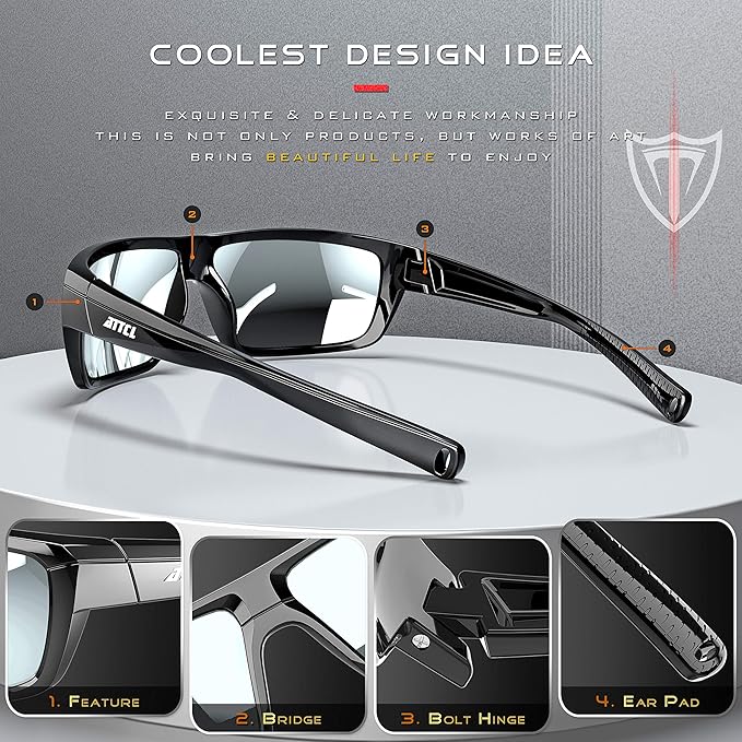 ATTCL Polarized Wrap Fishing Sunglasses Men - Driving Sports Glasses UV Protection