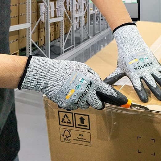 Kebada Cut Resistant Gloves, ANSI A2 Cutting Glove, PU Coated, Touchscreen, Multi-Purpose Model C2, 1 Pair, Large