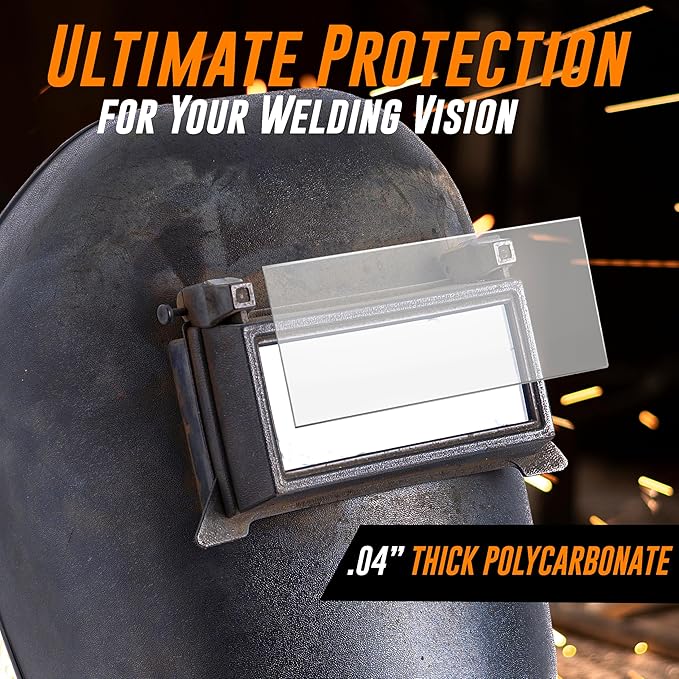 Mutt Tools 25 Pack Clear Welding Lenses 2x4.25 - Premium 0.04" Thick Clear Lens for Welding Hood - 2x4 Welding Lens Clear - Replacement Welding Helmet Lens for Standard Helmets