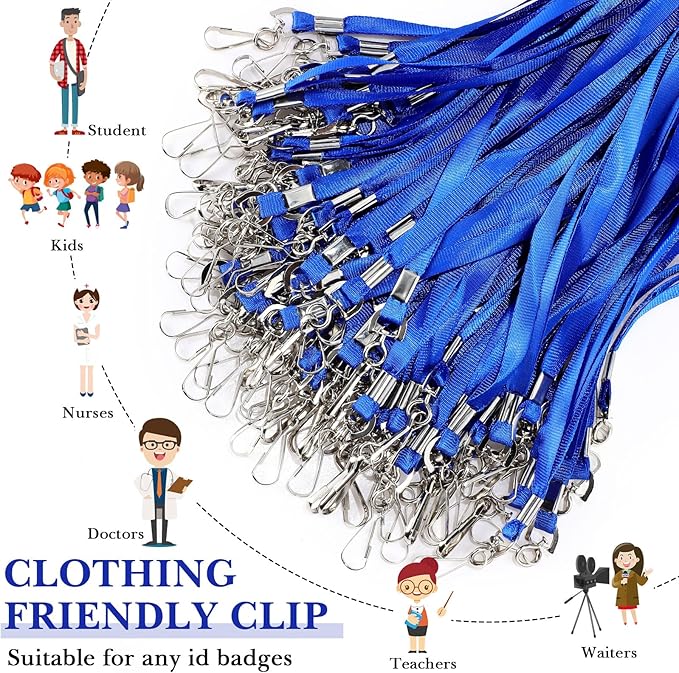 Epakh 200 Pcs Lanyards for ID Name Badge Holder Neck Lanyard Flat with Clips Neck Straps for Office School Nurse