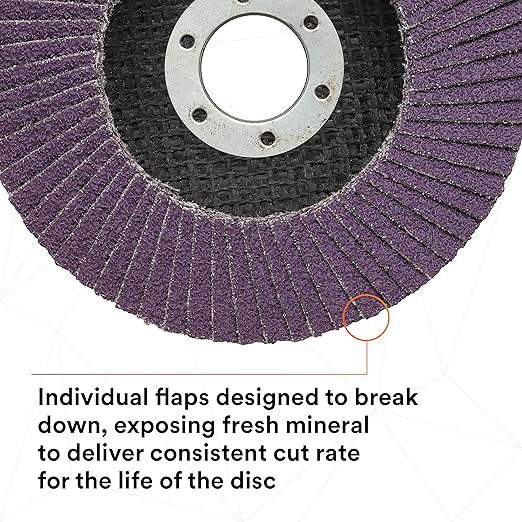 3M Flap Disc 769F, Type 27, 40+, 4-1/2 in x 7/8 in, High Performance Abrasive, Ceramic Precision-Shaped Grain Grinding and Finishing Disc, Carbon Steel, Stainless Steel