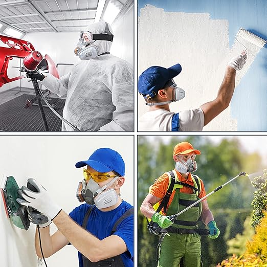 AirGearPro M-500 Reusable Respirator Mask with A1P2 Filters | Anti-Gas, Anti-Dust | Gas Mask Ideal for Painting, Woodworking, Construction, Sanding, Spraying, Chemicals, DIY etc