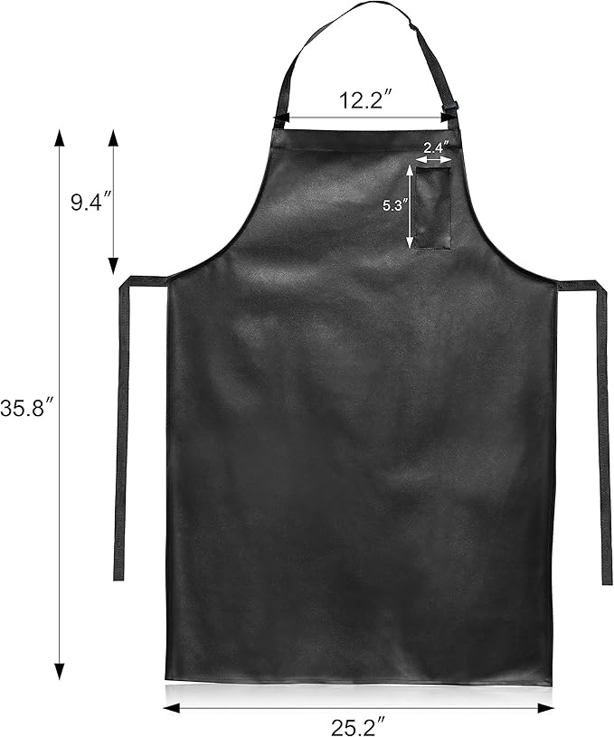 New Star Foodservice Vinyl Bib Apron with Leatherette Finish, Set of 2