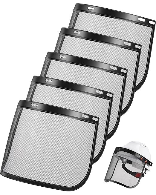 5 Pcs Faceshield Replacement Visors Steel Wire Mesh Safety Face Shield Mask for Weed Whacking Grinding Black Mesh Face Shield for Woodcutting Mowing Gardening Trimming, Headgear Not Included