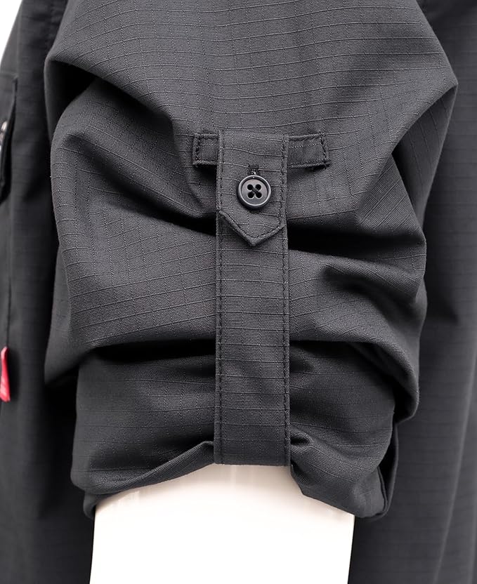 BOCOMAL FR Shirts 6oz Ripstop Durable Rugged Zipper Pocket Water Repellent Finish Fire Resistant Shirt-CAT2