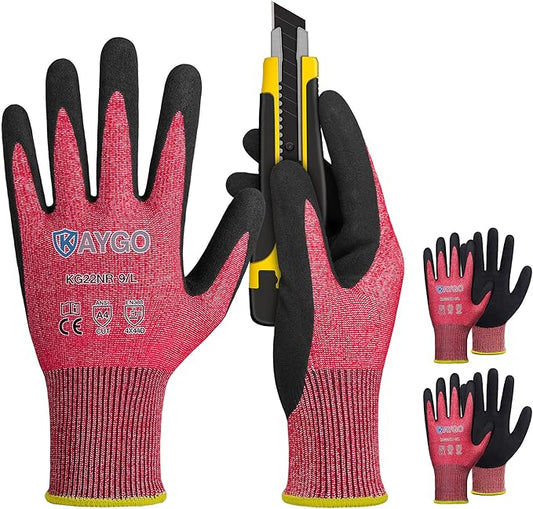 KAYGO Cut Resistant Gloves Micro Finishing Nitrile Coated,ANSI Cut Level A4,KG22NB