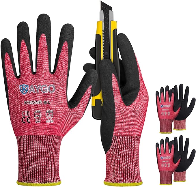 KAYGO Cut Resistant Gloves Micro Finishing Nitrile Coated,ANSI Cut Level A4,KG22NB